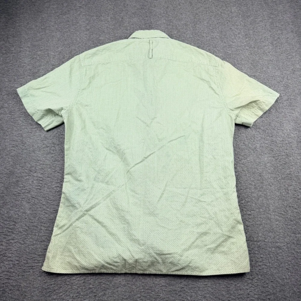 Banana Republic Mens Short Sleeve‎ Button Down Shirt Green Linen Blend Small